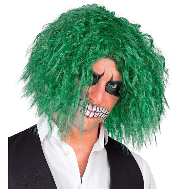 Peruka na Halloween Zielone Loki Klauna