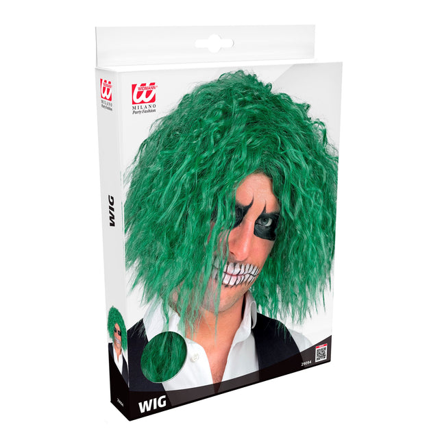 Peruka na Halloween Zielone Loki Klauna