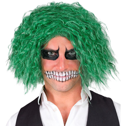 Peruka na Halloween Zielone Loki Klauna