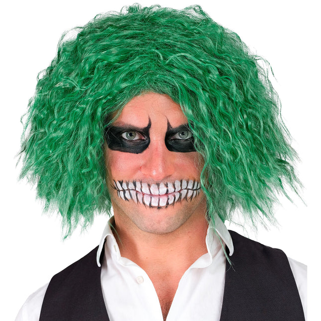 Peruka na Halloween Zielone Loki Klauna