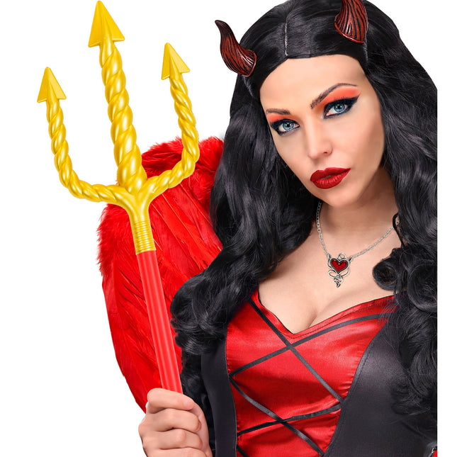 Trójząb Halloween czerwony złoty 1,38 m