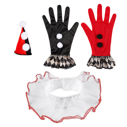 Zestaw akcesoriów na Halloween Czarny czerwony arlekin