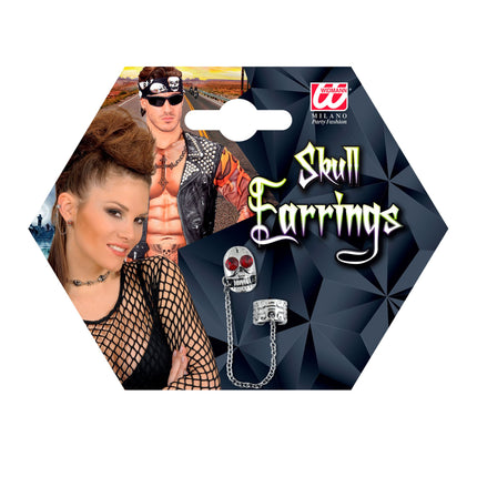 Kolczyki na Halloween Czaszka z Kamieniem Szlachetnym