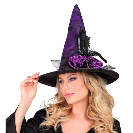 Kapelusz na Halloween Fioletowa Czarownica