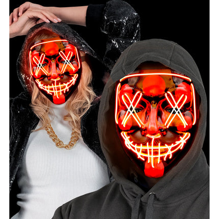 Maska na Halloween czerwona ze światłem