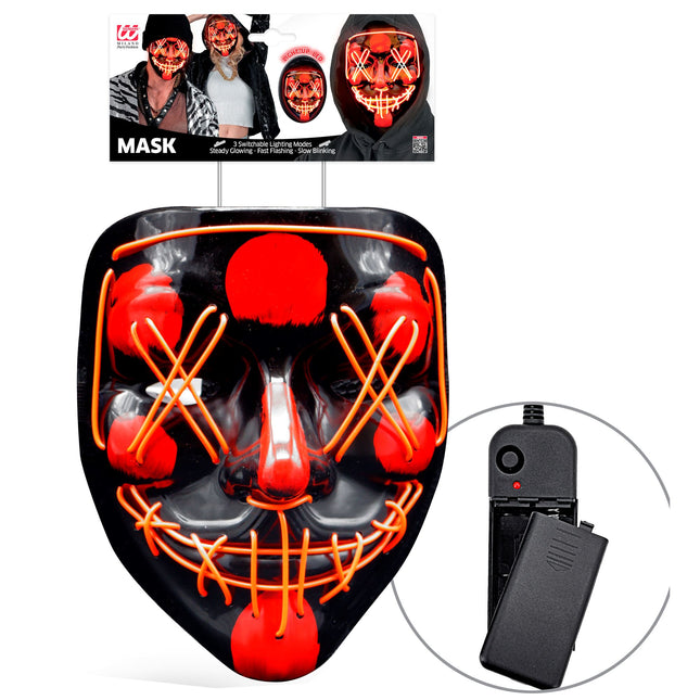 Maska na Halloween czerwona ze światłem