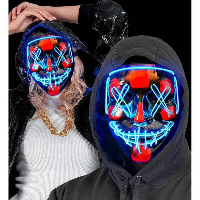 Maska na Halloween niebieska ze światłem