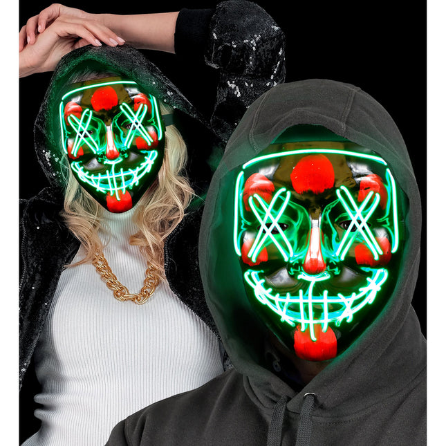 Maska na Halloween zielona ze światłem