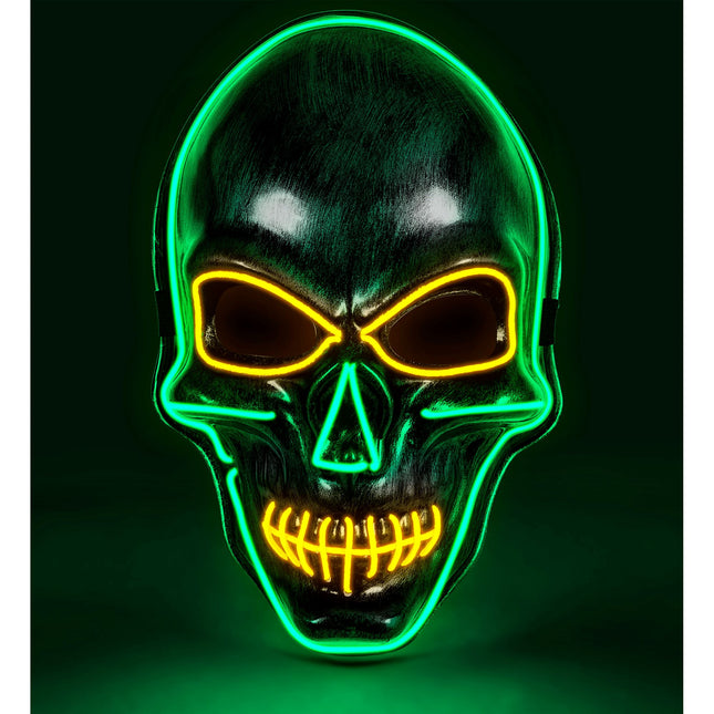 Maska na Halloween Srebrna Czaszka ze Światłem