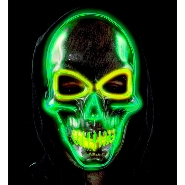 Maska na Halloween Srebrna Czaszka ze Światłem
