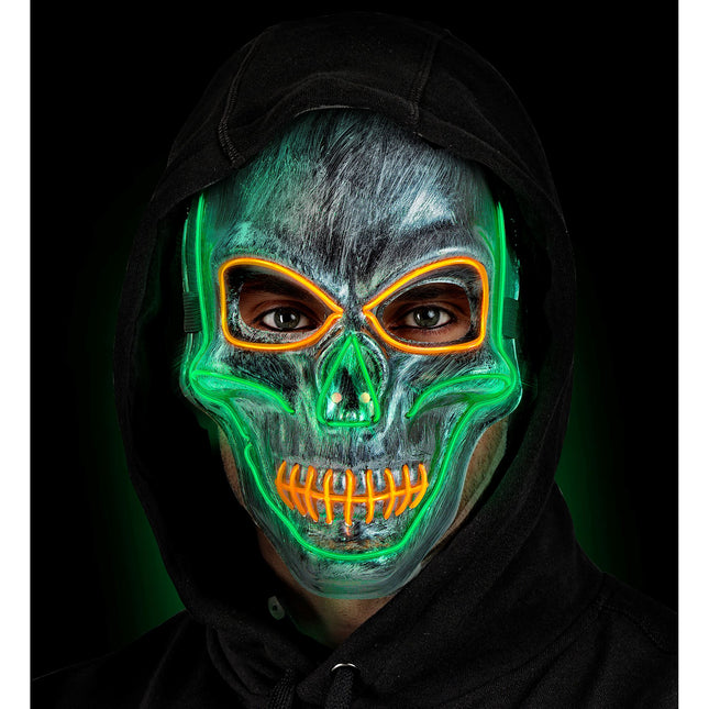 Maska na Halloween Srebrna Czaszka ze Światłem
