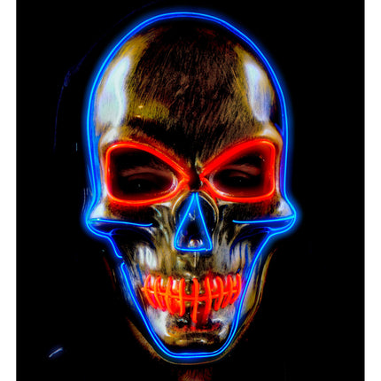 Maska na Halloween Kolorowa czaszka ze światłem