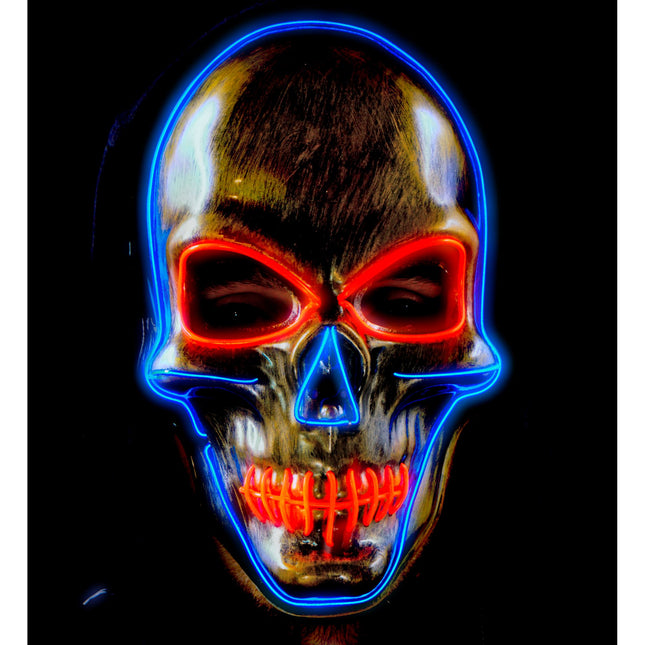 Maska na Halloween Kolorowa czaszka ze światłem