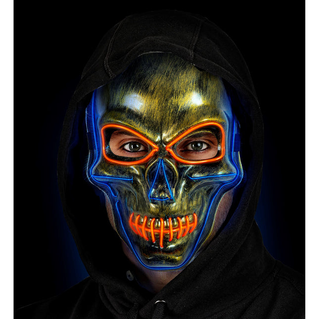 Maska na Halloween Kolorowa czaszka ze światłem