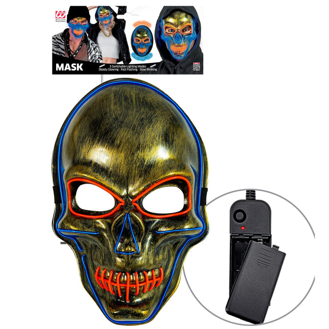 Maska na Halloween Kolorowa czaszka ze światłem