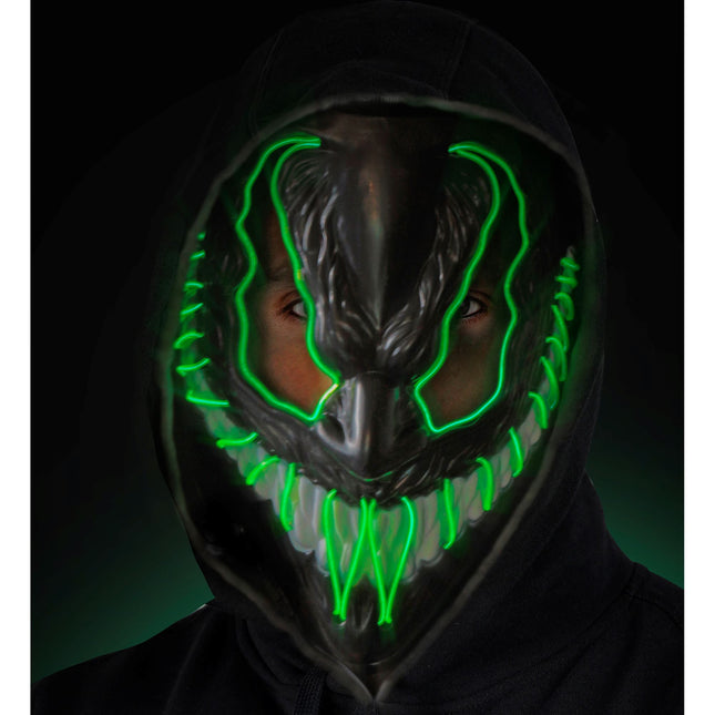 Maska na Halloween Zielony potwór ze światłem