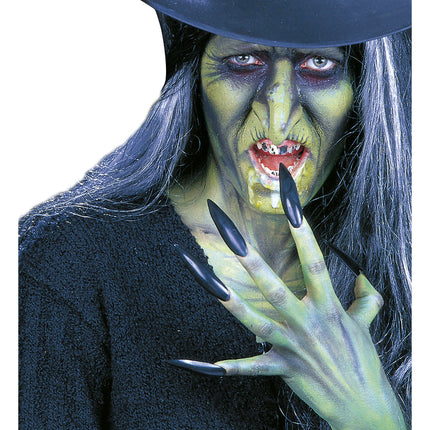 Halloweenowe sztuczne paznokcie Czarna Czarownica