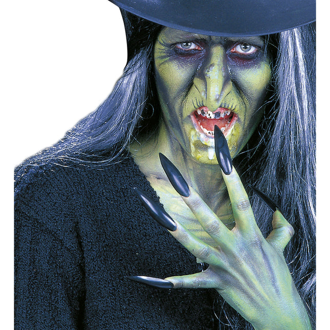 Halloweenowe sztuczne paznokcie Czarna Czarownica