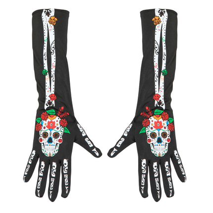 Rękawiczki Dia De Los Muertos 40 cm