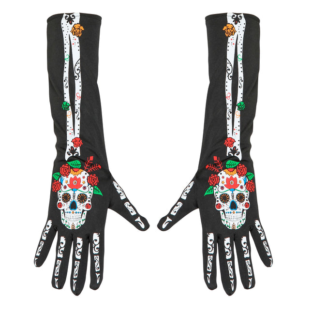 Rękawiczki Dia De Los Muertos 40 cm