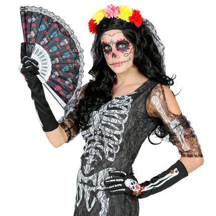 Rękawiczki Dia De Los Muertos 40 cm