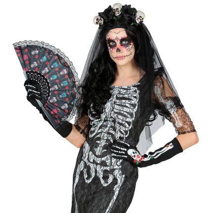 Rękawiczki Dia De Los Muertos 40 cm