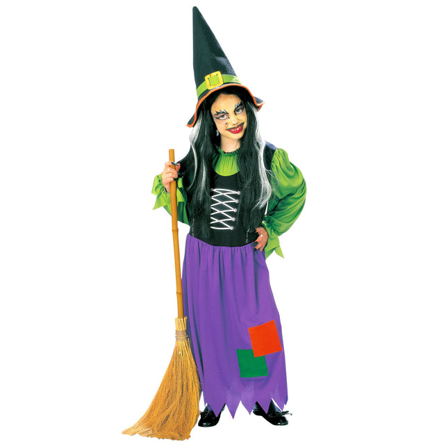 Sukienka na Halloween Fioletowa Zielona Dziewczyna Czarownica