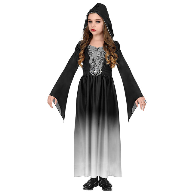 Sukienka na Halloween Czarna Szara Gotycka Dziewczyna