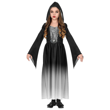 Sukienka na Halloween Czarna Szara Gotycka Dziewczyna