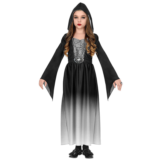 Sukienka na Halloween Czarna Szara Gotycka Dziewczyna
