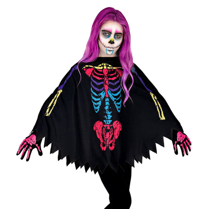 Dziecięce szkieletowe ponczo na Halloween