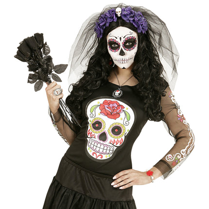 Dia De Los Muertos Shirt Black White Ladies