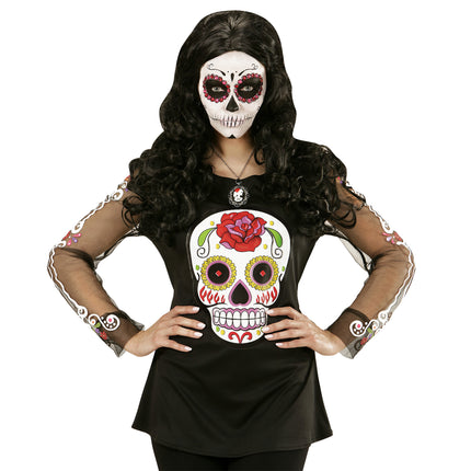 Dia De Los Muertos Shirt Black White Ladies
