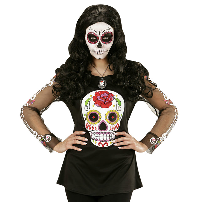 Dia De Los Muertos Shirt Black White Ladies
