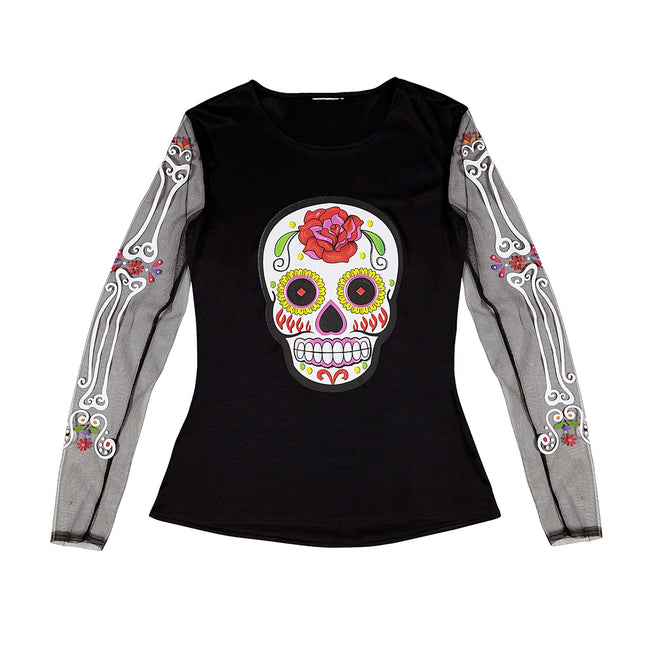 Dia De Los Muertos Shirt Black White Ladies