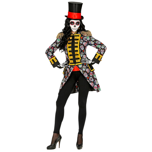 Damska kurtka Dia De Los Muertos w kolorze neonowym