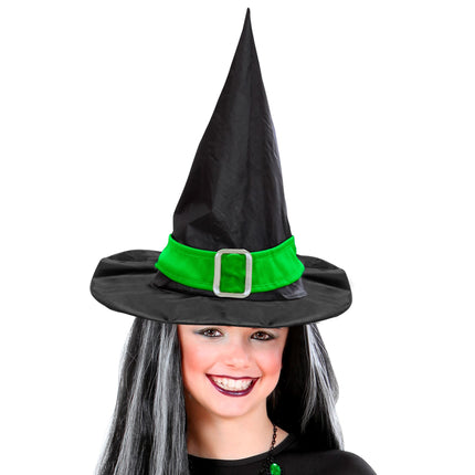 Halloweenowy kapelusz czarownicy Czarny Zielony