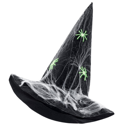 Halloweenowy kapelusz czarownicy Pająki świecące w ciemności