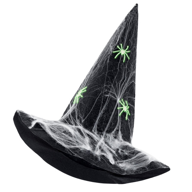 Halloweenowy kapelusz czarownicy Pająki świecące w ciemności