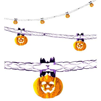 Halloweenowa girlanda pomarańczowo-fioletowa dynia 2,7 m