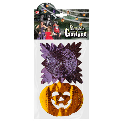 Halloweenowa girlanda pomarańczowo-fioletowa dynia 2,7 m