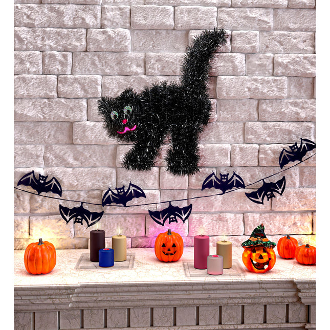 Dekoracja wisząca na Halloween Czarny kot 36 cm
