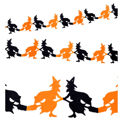 Girlanda na Halloween Czarno-pomarańczowa Czarownica 3m