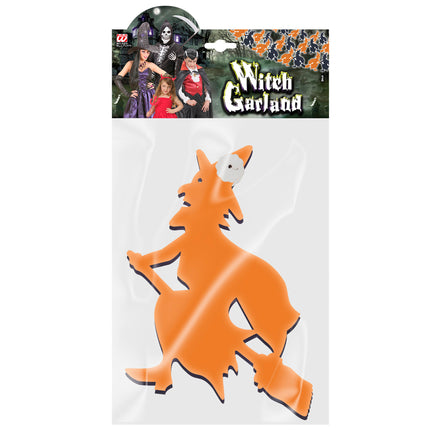 Girlanda na Halloween Czarno-pomarańczowa Czarownica 3m