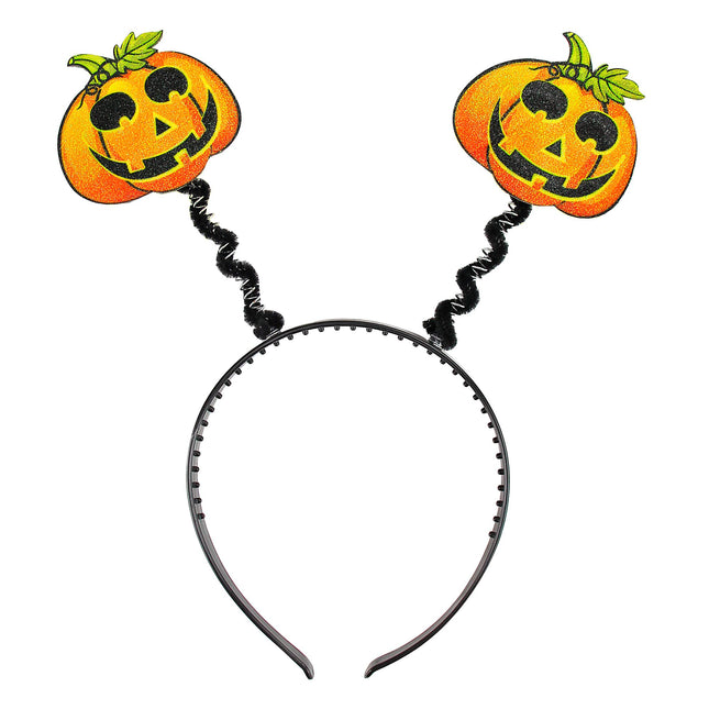 Opaska do włosów na Halloween Zielone Pomarańczowe Dynie
