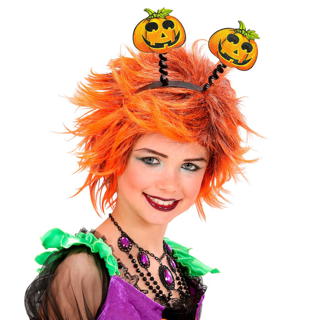 Opaska do włosów na Halloween Zielone Pomarańczowe Dynie