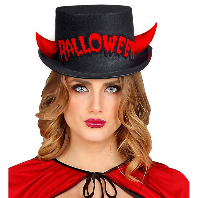 Wysoki kapelusz na Halloween Czarny Czerwony Diabeł