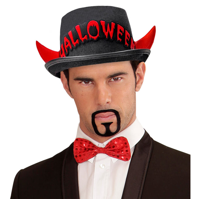 Wysoki kapelusz na Halloween Czarny Czerwony Diabeł