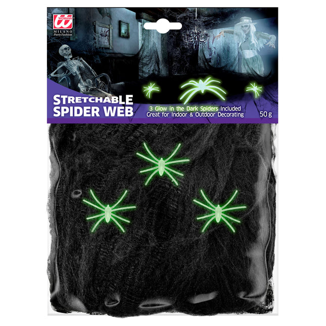 Halloweenowa pajęczyna z pająkami 4 szt