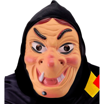 Maska na Halloween Czarna Czarownica z chustą na głowie